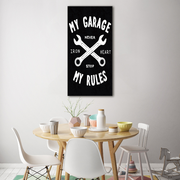 Quadro di vetro verticale Il mio garage