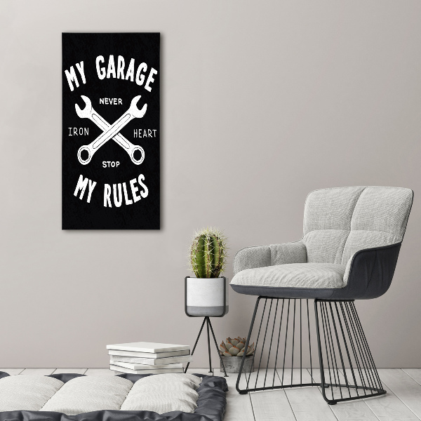 Quadro di vetro verticale Il mio garage