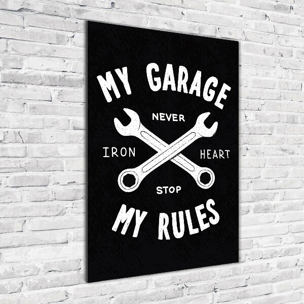 Quadro di vetro verticale Il mio garage