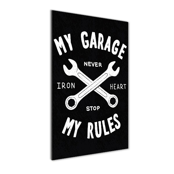 Quadro di vetro verticale Il mio garage