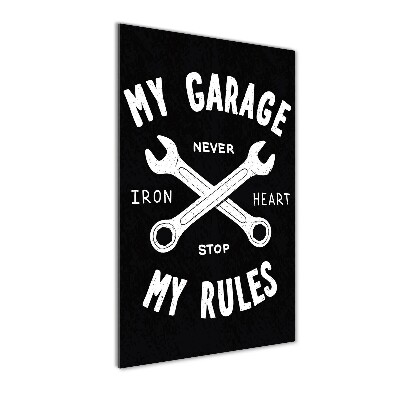 Quadro di vetro verticale Il mio garage