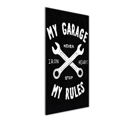 Quadro di vetro verticale Il mio garage