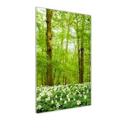 Quadro stampa su vetro verticale Fiori nella foresta