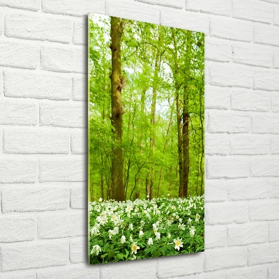 Quadro stampa su vetro verticale Fiori nella foresta