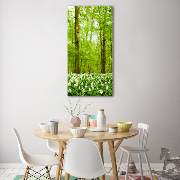 Quadro stampa su vetro verticale Fiori nella foresta