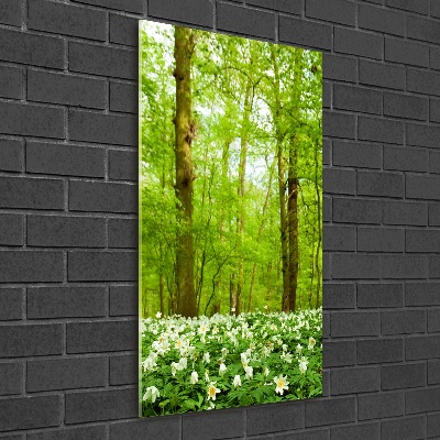 Quadro stampa su vetro verticale Fiori nella foresta