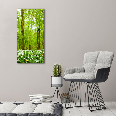 Quadro stampa su vetro verticale Fiori nella foresta