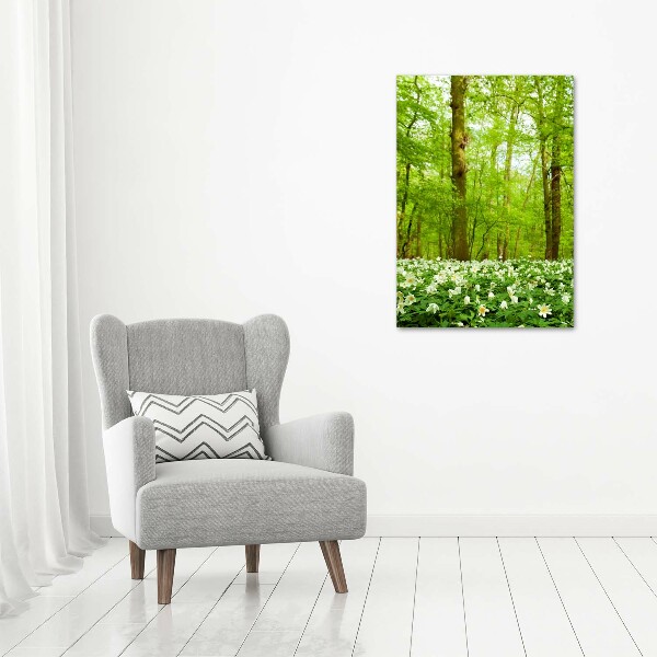 Quadro stampa su vetro verticale Fiori nella foresta
