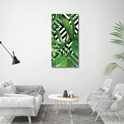 Quadro di vetro verticale Foglie tropicali