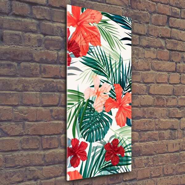 Quadro stampa su vetro verticale Fiori hawaiani
