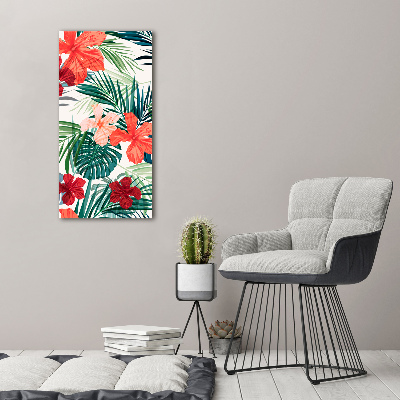 Quadro stampa su vetro verticale Fiori hawaiani