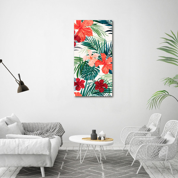 Quadro stampa su vetro verticale Fiori hawaiani