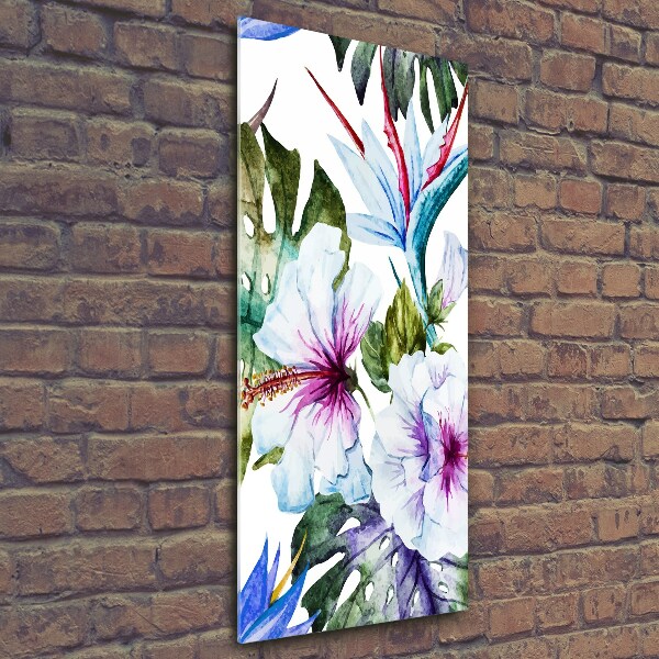 Quadro vetro verticale Fiori hawaiani