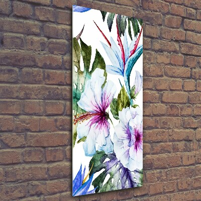 Quadro vetro verticale Fiori hawaiani