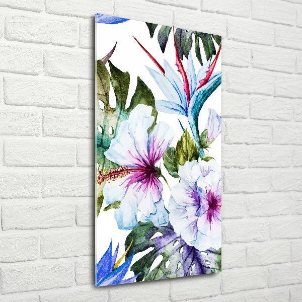 Quadro vetro verticale Fiori hawaiani