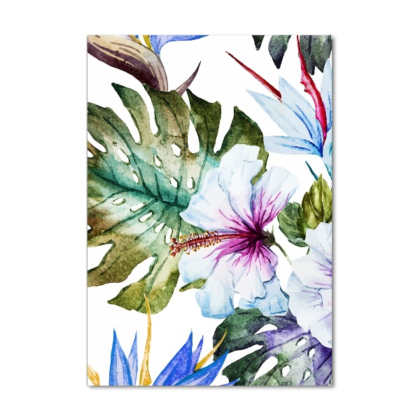 Quadro vetro verticale Fiori hawaiani