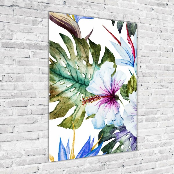 Quadro vetro verticale Fiori hawaiani