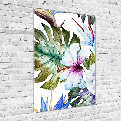 Quadro vetro verticale Fiori hawaiani