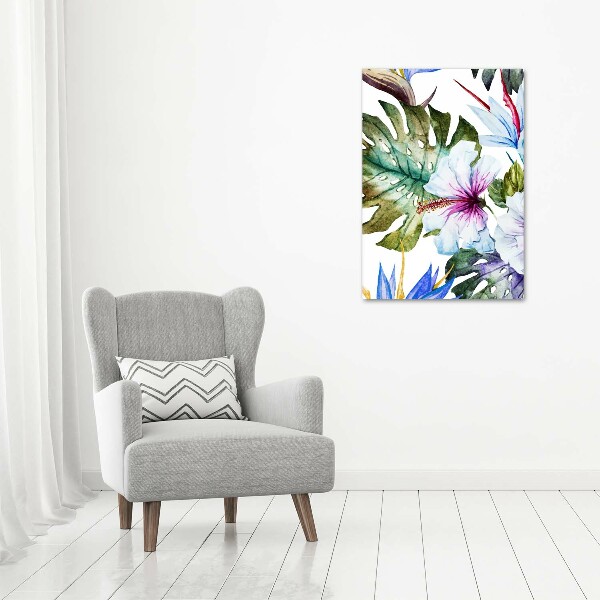 Quadro vetro verticale Fiori hawaiani