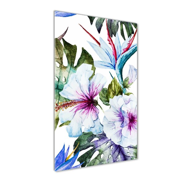 Quadro vetro verticale Fiori hawaiani