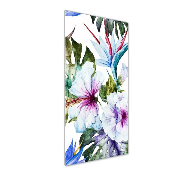 Quadro vetro verticale Fiori hawaiani