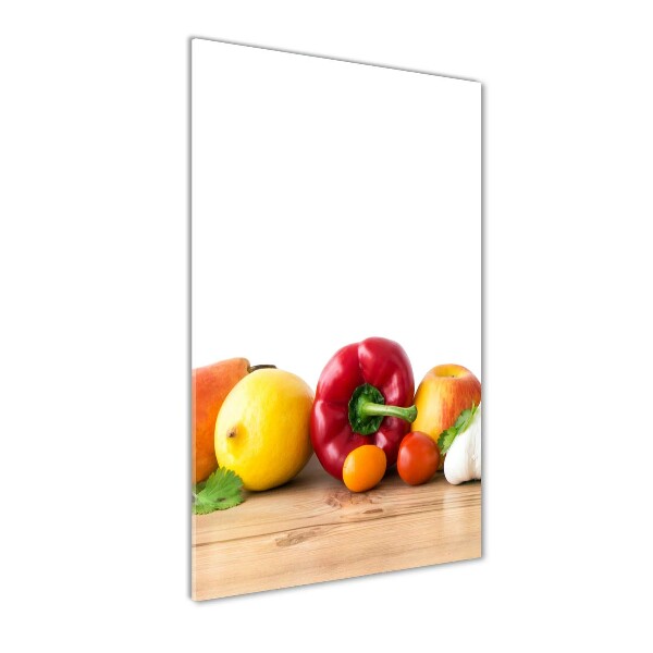 Quadro di vetro verticale Frutta e verdura