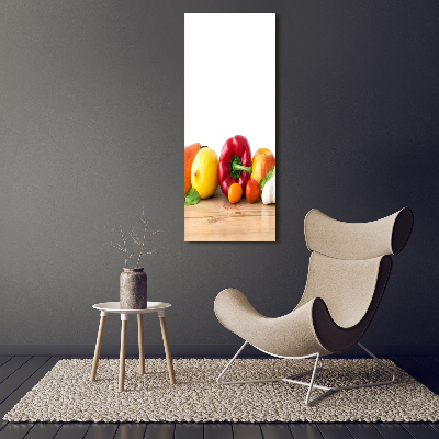 Quadro di vetro verticale Frutta e verdura