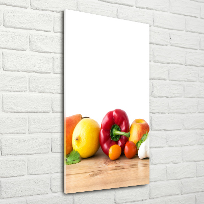Quadro di vetro verticale Frutta e verdura