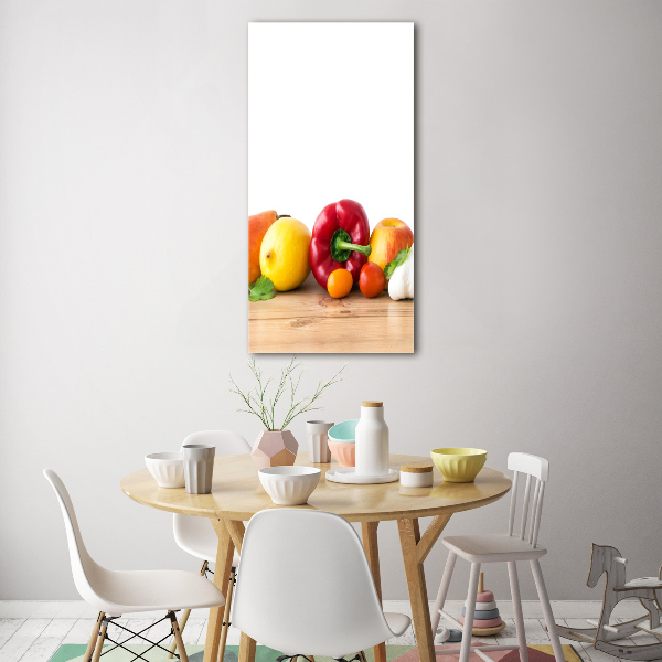 Quadro di vetro verticale Frutta e verdura