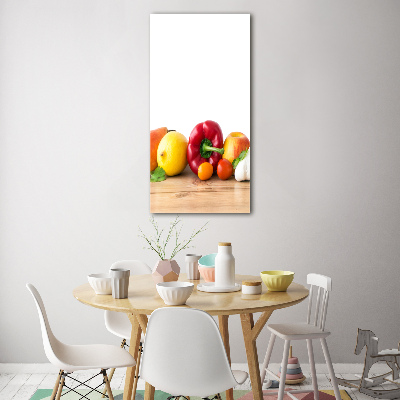 Quadro di vetro verticale Frutta e verdura