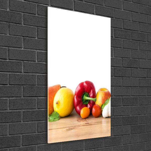 Quadro di vetro verticale Frutta e verdura