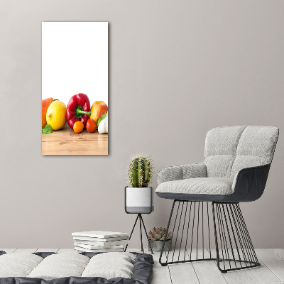 Quadro di vetro verticale Frutta e verdura
