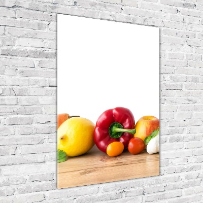 Quadro di vetro verticale Frutta e verdura
