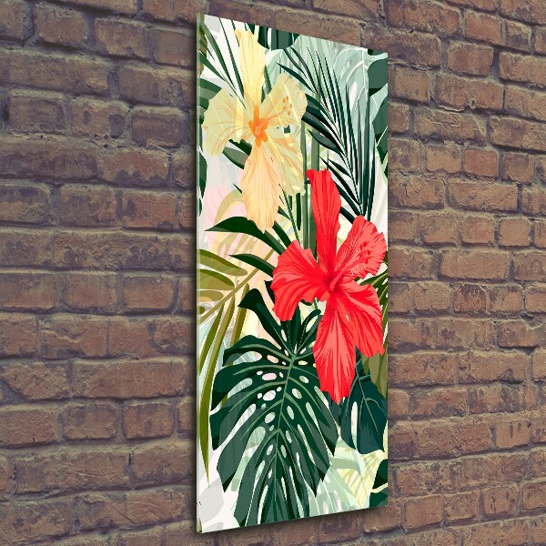 Quadro stampa su vetro verticale Fiori hawaiani