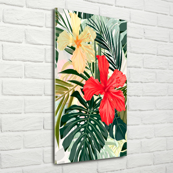 Quadro stampa su vetro verticale Fiori hawaiani