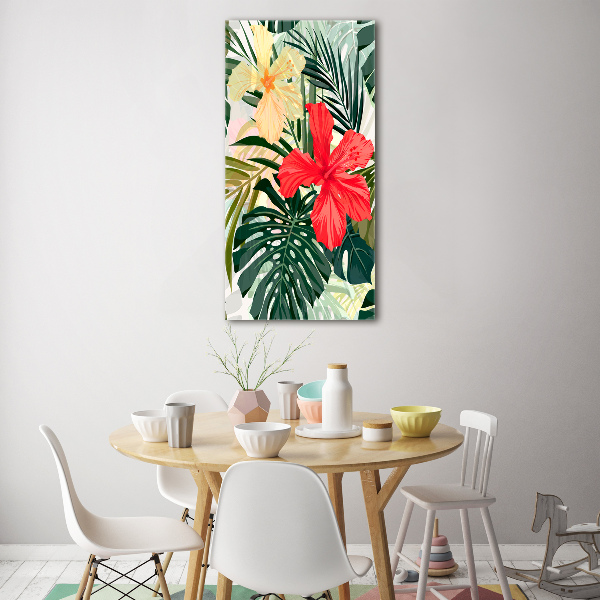 Quadro stampa su vetro verticale Fiori hawaiani