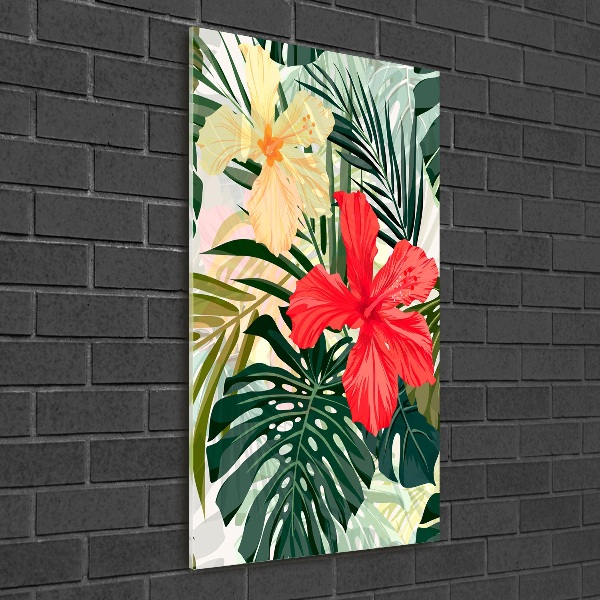 Quadro stampa su vetro verticale Fiori hawaiani