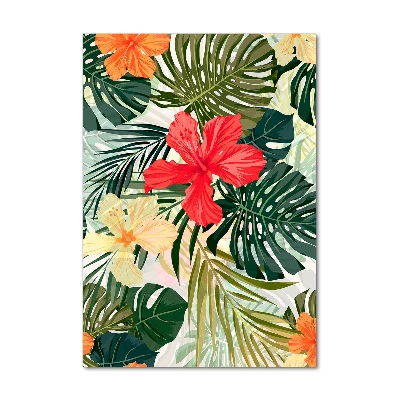 Quadro stampa su vetro verticale Fiori hawaiani