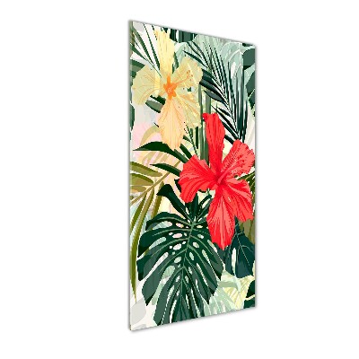Quadro stampa su vetro verticale Fiori hawaiani