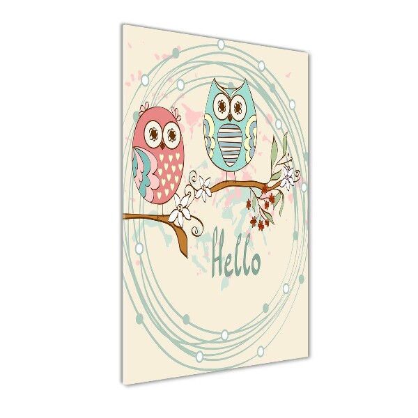 Quadro in vetro verticale Gufi