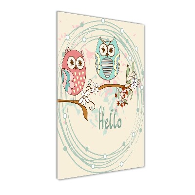 Quadro in vetro verticale Gufi