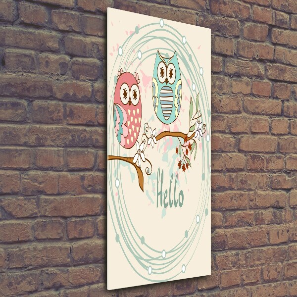 Quadro in vetro verticale Gufi