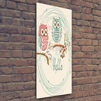 Quadro in vetro verticale Gufi