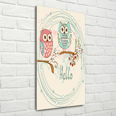 Quadro in vetro verticale Gufi