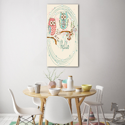 Quadro in vetro verticale Gufi