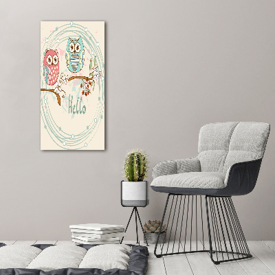 Quadro in vetro verticale Gufi