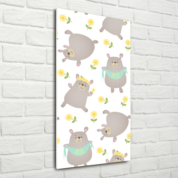Quadro di vetro verticale Piccoli orsi