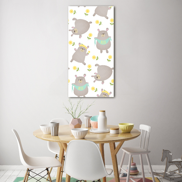 Quadro di vetro verticale Piccoli orsi