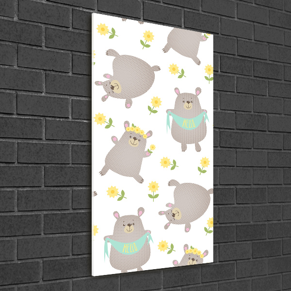 Quadro di vetro verticale Piccoli orsi