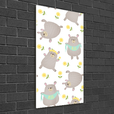 Quadro di vetro verticale Piccoli orsi